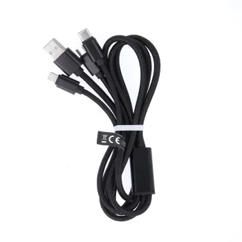 Maxlife 3in1 USB kabelis - Lightning / USB-C / microUSB 1,0 m 2,1A, melns