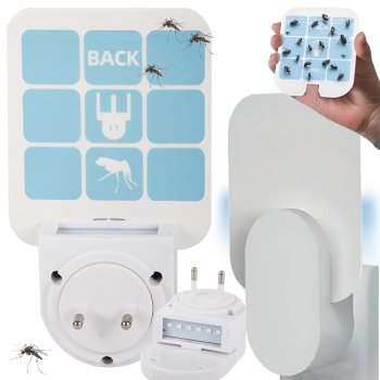 Mosquito repellent insect with replaceable plates funnel into uv contact