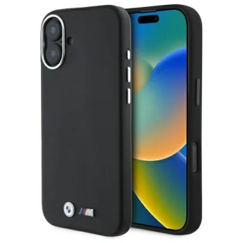 Чехол BMW M Smooth Full Wrapped Metal MagSafe для iPhone 16, черный