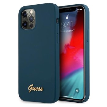Чехол Guess iPhone 12 Pro Max Silicone Vintage, синий