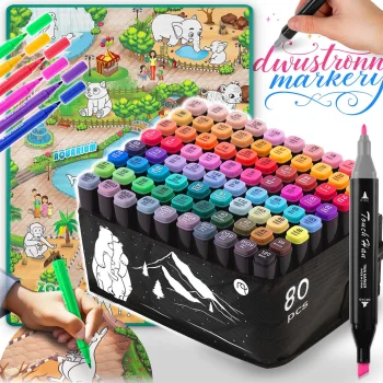 Ricokids 90x120 cm zīmēšanas paklājiņš + 80 alkohola marķieri