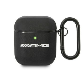 Кожаный чехол AMG Leather Big Logo для AirPods 1/2 Black