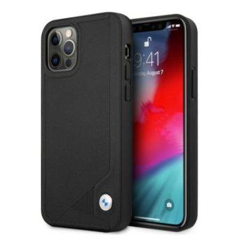 BMW iPhone 12 / 12 Pro Case Leather Deboss, Black