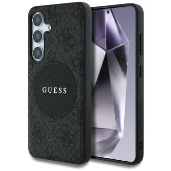 Чехол Guess 4G Round Patch Classic Logo MagSafe для Samsung Galaxy S25 Plus черный