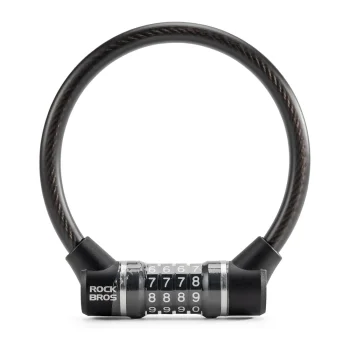 Rockbros 32120007001 velosipēda saslēdzējs ar kodu un tērauda trosi, Melns
