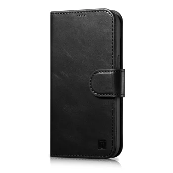Atverams ādas maciņš 2in1 iCarer Oil Wax iPhone 14 Plus ar RFID aizsardzību, melns (WMI14220723-BK)