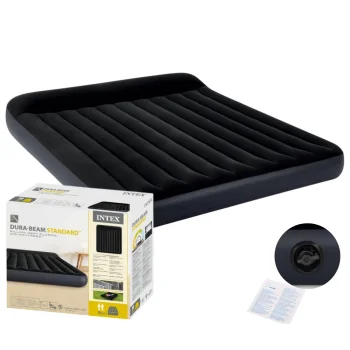 Intex 64144 Double Air Mattress with Headboard, 203x183x25 cm