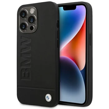 Чехол BMW для iPhone 14 Pro Max Leather Stamp, черный