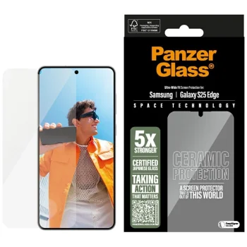 PanzerGlass Ultra-Wide Fit keramikas stikls Samsung Galaxy S25 Edge - Caurspīdīgs | Ceramic Glass Clear