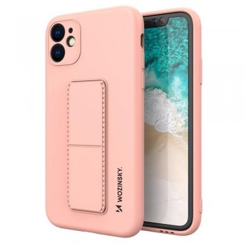Samsung Galaxy A22 5G (SM-A226B) Wozinsky Flexible Silicone Kickstand Case Cover, Pink | Silikona Vāciņš Maciņš Apvalks Bampers