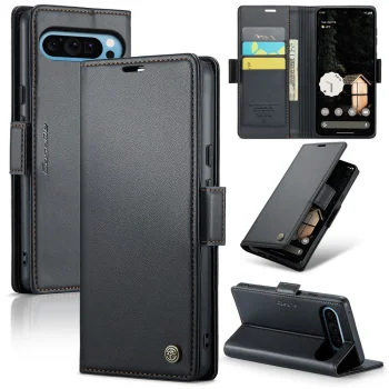 Google Pixel 9 Pro XL CASEME Wallet Magnetic Leather Case Cover, Black | Чехол для Телефона...