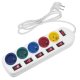 Maclean MCE204 M/W Power Strip, 5 Outlets with Switches, 1.5m
