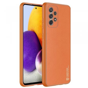 Samsung Galaxy A72 (SM-A725F/DS) Dux Ducis Yolo Elegant Case Cover Soft TPU and PU Leather, Orange | Telefona Maciņš Vāciņš Apvalks Bampers