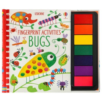 Pirkstu nospiedumu krāsojamā grāmata, 64 lpp (Bugs) | Fingerprints coloring book painting activity