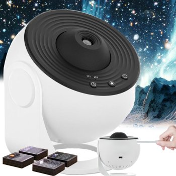 Zvaigžņu projektors planetārijs ar 12 diskiem, LED naktslampa, balts