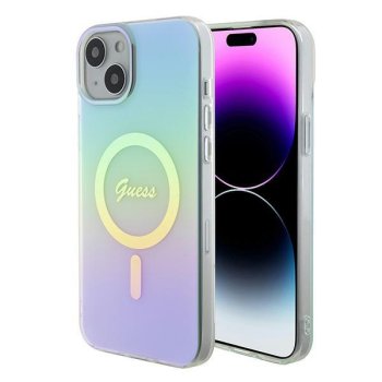 Guess iPhone 15 Plus Case IML Iridescent MagSafe, Turquoise