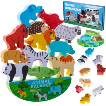 Bērnu Attīstošā Koka Līdzsvara Spēle Mīkla Dzīvnieku Piramīda | Kids Educational Balance Game Animal Pyramid...