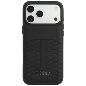 Кожаный чехол Audi Leather Case MagSafe для iPhone 18 Pro Max / 17 Pro Max, черный