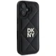 DKNY iPhone 16 vāciņš Quilted Stack Logo, melns