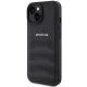 Mercedes iPhone 15 Plus / 14 Plus vāciņš AMG Leather Debossed Lines, melns