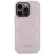 Guess iPhone 15 Pro Max vāciņš Quilted Metal Logo, rozā