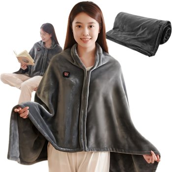 Плед с подогревом USB 140x70 см, 3 режима 7 зон нагрева, накидка, серый