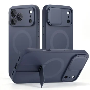 Tech-Protect Kevlar Aura MagSafe Case for iPhone 17 Pro / 18 Pro with Kickstand, Navy Blue