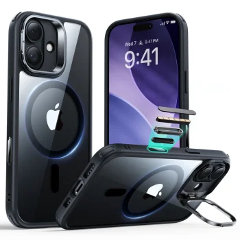 ESR Classic Hybrid Kickstand MagSafe чехол для iPhone 17 - прозрачный черный