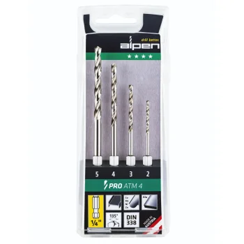 Набор сверл по металлу Alpen HSS Super ATM 4, 1/4" HEX, 2–5 мм (4 шт.)