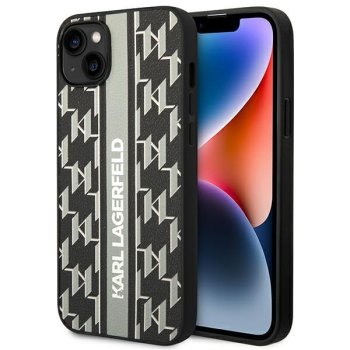 Karl Lagerfeld Monogram Stripe Case for iPhone 14 Plus - Gray