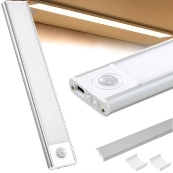 Аккумуляторный LED светильник с датчиком движения, USB, 30 см