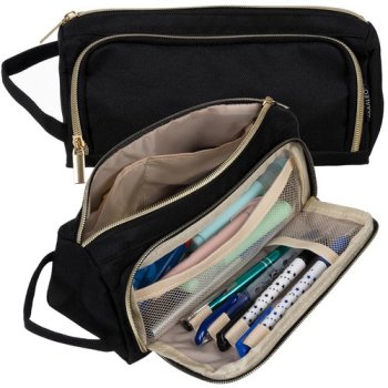 Двойной складной школьный пенал Maaleo 24502, Чёрный | Double Extendable Pencil Case