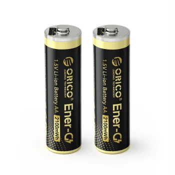 Orico Ener-G EG5C AA 1.5V 2100mWh USB-C Rechargeable Lithium Battery, 2 pcs