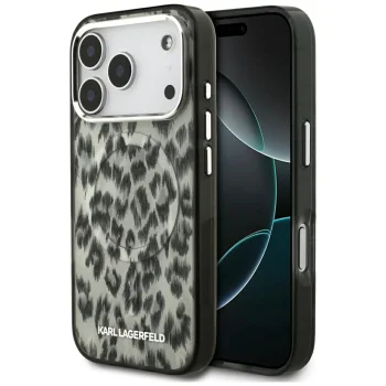 Чехол Karl Lagerfeld IML Leopard Pattern MagSafe для iPhone 17 Pro — коричневый