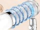 Shower head with turbine, replaceable filter and fan, silver/blue