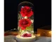 Вечная роза в стекле со светящейся LED подсветкой (две красные...