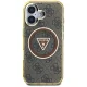 Чехол Guess IML Metal Glitter 4G Circle Triangle MagSafe для iPhone 16, коричневый