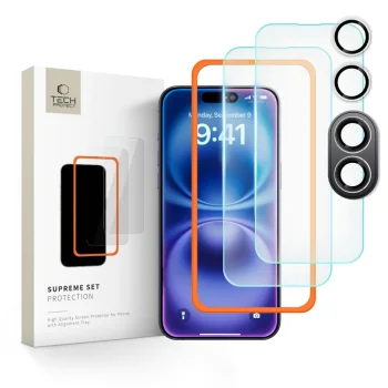 Tech-Protect Supreme Set aizsargstikls iPhone 16 caurspīdīgs