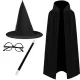Kruzzel Magician / Wizard Costume Set, 4 Pcs, Black