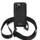 Karl Lagerfeld iPhone 14 Pro vāciņš ar siksniņu Monogram Plaque Logo Melns