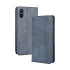 Xiaomi Redmi 9A PU Leather Retro Style Wallet Protective Cover Case, Blue