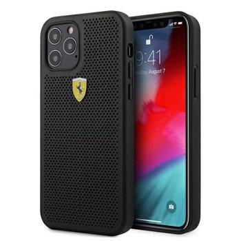 Ferrari iPhone 12 / 12 Pro Case On Track Perforated, Black