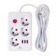 Maclean MCE393 W Power Strip, 4 Outlets + 3xUSB, 2500W, 3m, White