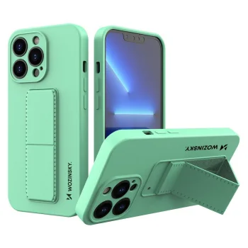 Apple iPhone 13 6.1'' Wozinsky Flexible Silicone Kickstand Case Cover, Mint | Silikona Vāciņš Maciņš Apvalks...