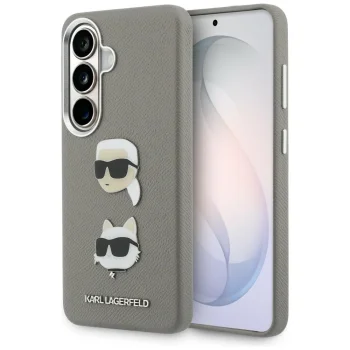 Karl Lagerfeld Saffiano Double Heads Metal vāciņš Samsung Galaxy S26, sudraba