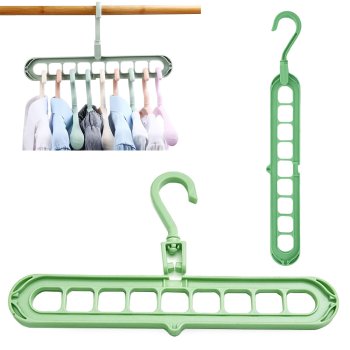 Multifunctional wardrobe hanger organizer, 2 pcs, green