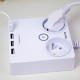Plakans pagarinātājs ar USB Huslog EMX-190124, 2 rozetes, 1.5m vads, balts