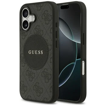 Guess iPhone 17 vāciņš 4G Circle Classic Logo MagSafe, melns