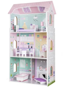 Деревянный кукольный домик с мебелью Ecotoys Jagodowa
