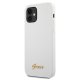 Guess iPhone 12 mini vāciņš Silicone Vintage Gold Logo, balts